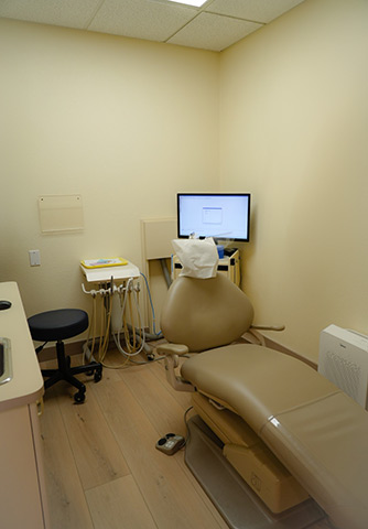 Treatment room with dental chair at Loo Family Dentistry in the Sunset District of San Francisco
